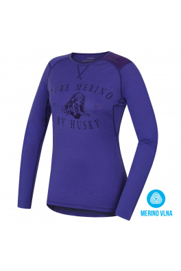 Damska koszulka termoaktywna HUSKY Merino Puppy szaro-fioletowa