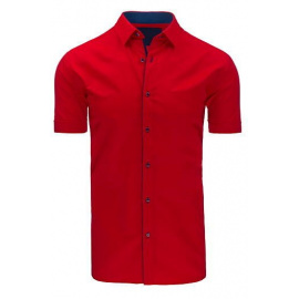 Koszula męska elegancka z krótkim rękawem czerwona KX0776