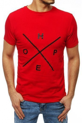 T-shirt męski z nadrukiem czerwony RX4107