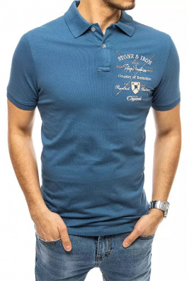 Koszulka męska polo z haftem niebieska Dstreet PX0398