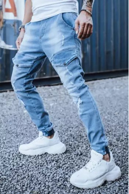 Spodnie męskie jeansowe typu bojówki niebieskie Dstreet UX3280