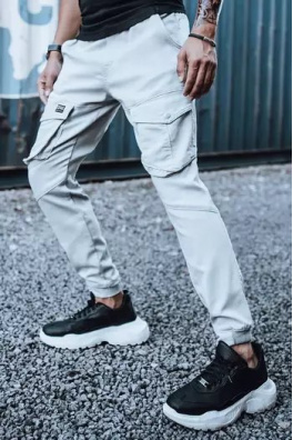 Spodnie męskie typu jogger jasnoszare Dstreet UX3296
