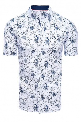 Koszula męska we wzory z krótkim rękawem biała Dstreet KX0962