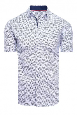 Koszula męska we wzory z krótkim rękawem biała Dstreet KX0964