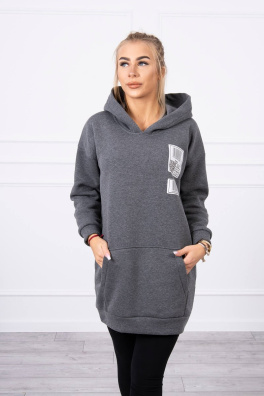 Hooded sweatshirt with patches graphite