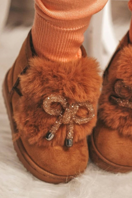 Children's Snow Boots Insulated With Fur Suede Camel Amelia