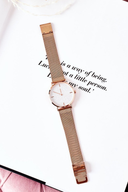Watch With Glitter Dial Michael John Rose Gold