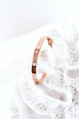 Steel Bracelet with Large Cubic Zirconia Rose Gold