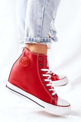 Leather Wedge Sneakers Cross Jeans II2R4026 Red