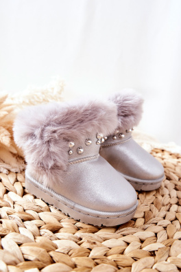Children's Snow Boots Insulated With Fur Silver Bonni