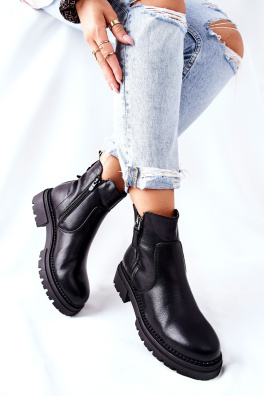 Women's Flat Boots With Sliders Black Silvan
