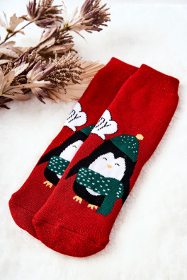 Socks Children's Glitter Penguin Red