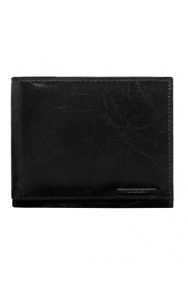 Czarny skórzany portfel męski z systemem RFID