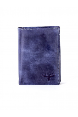 Ciemnoniebieski skórzany portfel w cieniu