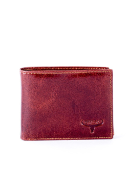 Brązowy skórzany portfel z reliefem