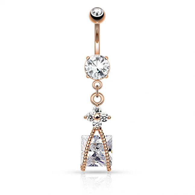 Pozłacany 14k różowym złotem piercing do pępka - luxury