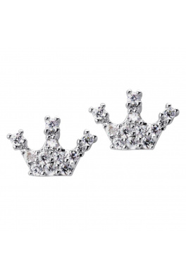 Stříbrné náušnice pecky osázené zirkony Crown