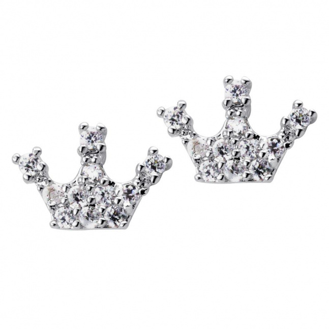 Stříbrné náušnice pecky osázené zirkony Crown