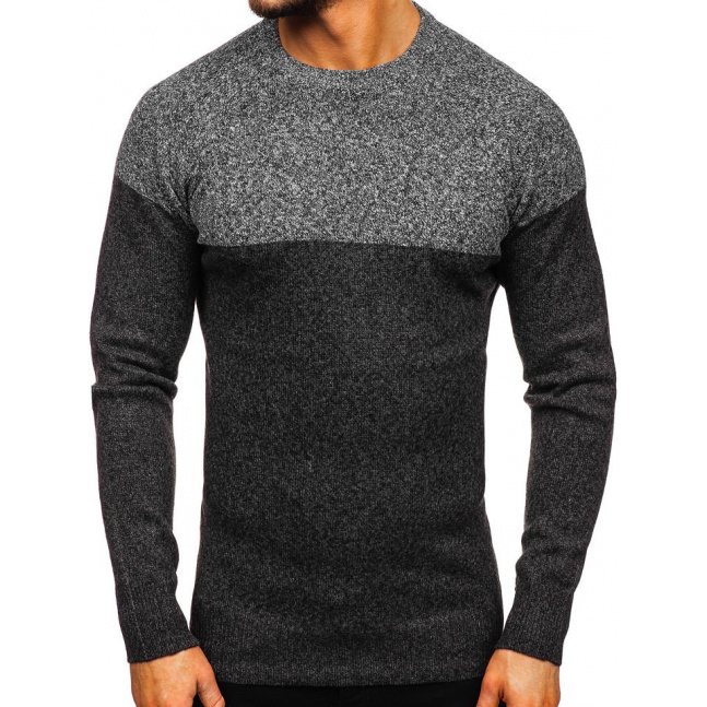 Elegancki sweter męski Denley H1809 - ciemnoszary,