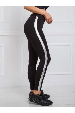 RUE PARIS Czarno-srebrne legginsy