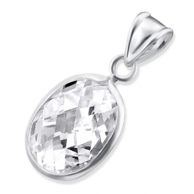 Srebrny wisiorek - owalny kryształ