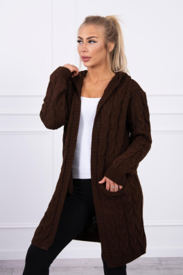 Sweater with hood and pockets brown