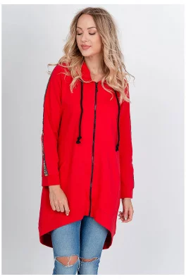 Damska bluza oversize z napisem „FASHION” - czerwona,