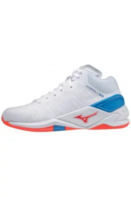Indoorová obuv Mizuno WAVE STEALTH NEO MID / WHITE / IGNITION RED / FRENCH BLUE