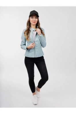 Dámská koženková bunda GLANO - světle modrá