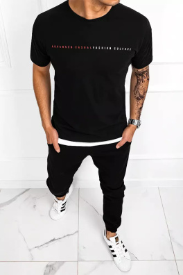 T-shirt męski z nadrukiem czarny Dstreet RX4639z