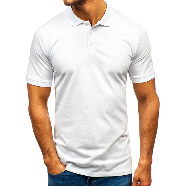 Stylowa męska koszulka polo Denley 9025 - biała,
