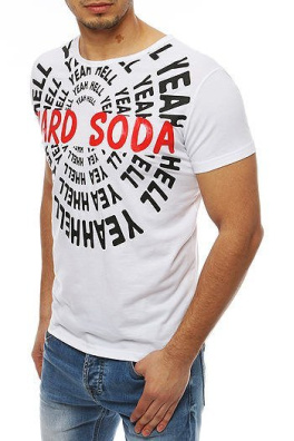 T-shirt męski z nadrukiem biały RX4077