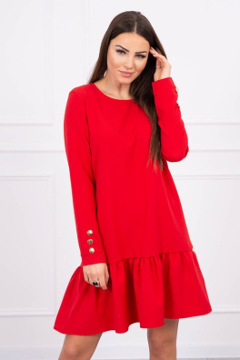 Dress with a flounce red