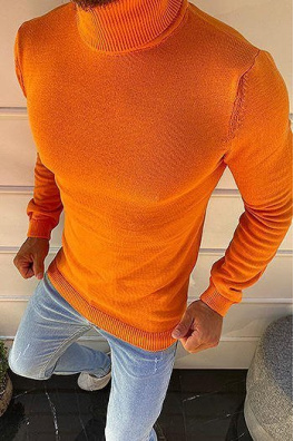 Sweter męski golf pomarańczowy WX1594