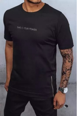 T-shirt męski z nadrukiem czarna Dstreet RX4602z