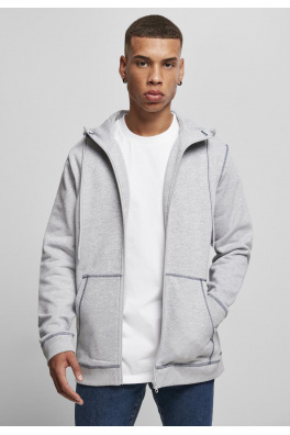Organic Contrast Flatlock Stitched Zip Hoody Grey/darkblue