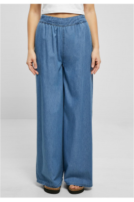 Ladies Light Denim Wide Leg Pants skyblue washed