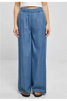 Ladies Light Denim Wide Leg Pants skyblue washed