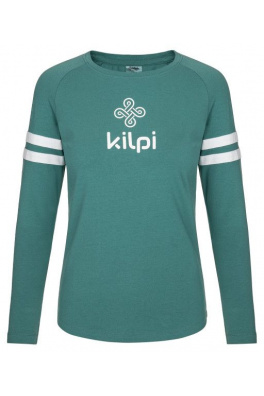 Bawełniany T-shirt damski Kilpi MAGPIES-W DARK GREEN z długim rękawem