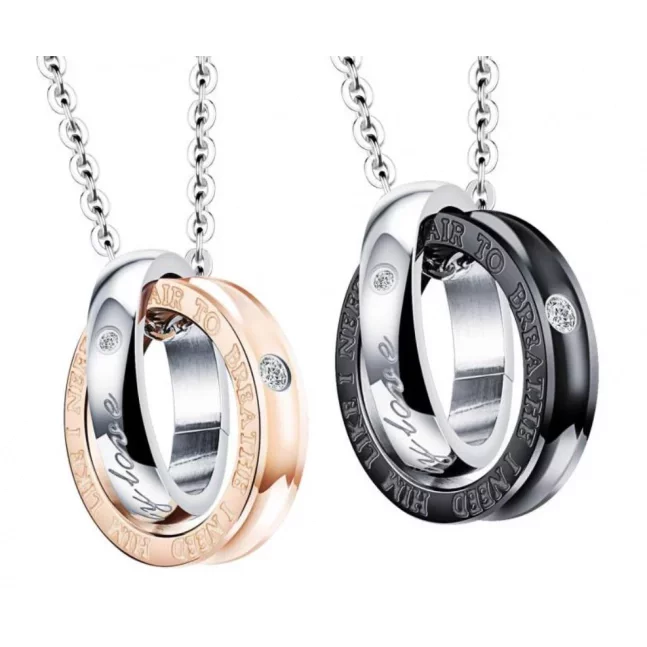 Wisiorki ze stali chirurgicznej dla dwojga - pierścienie LOVE Wisiorki ze stali chirurgicznej dla dwojga - pierścienie LOVE