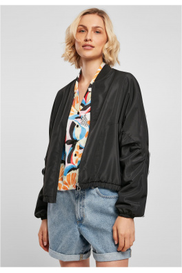 Ladies Recycled Batwing Bomber Jacket black