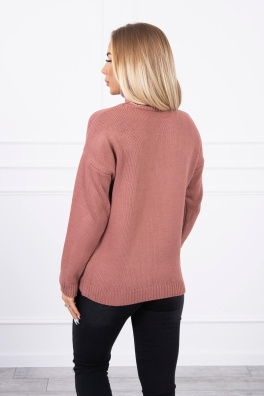 Sweter z golfem ciemnoróżowy