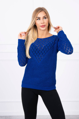 Ażurowy sweter fioletowo-niebieski