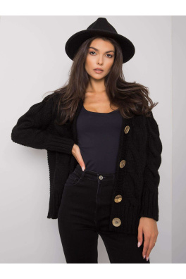 RUE PARIS Czarny sweter rozpinany