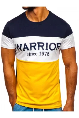 Koszulka męska z nadrukiem „WARRIOR” Denley 100693 - żółta,