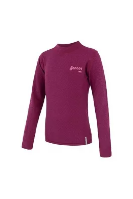 SENSOR MERINO DF LOGO juniorské triko dl.rukáv lilla velikost 160