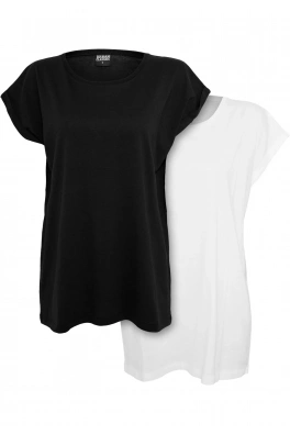 Ladies Extended Shoulder Tee 2-Pack black/white