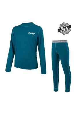 SENSOR DOUBLE FACE SET LOGO juniorský triko dl.rukáv + spodky safír velikost 150
