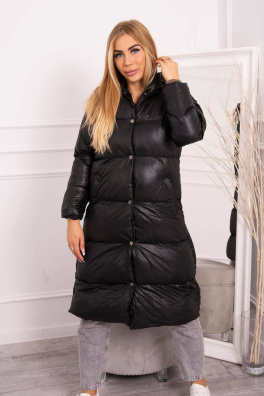 Pikowana kurtka zimowa z kapturem czarna