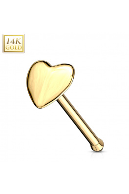 Luksusowy piercing do nosa z 14-karatowego złota - serduszko